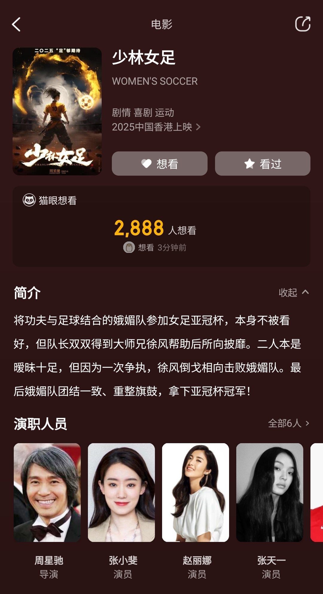 周星馳導(dǎo)演新片《少林女足》！主演張小斐，劇情峨眉隊(duì)奪亞冠冠軍