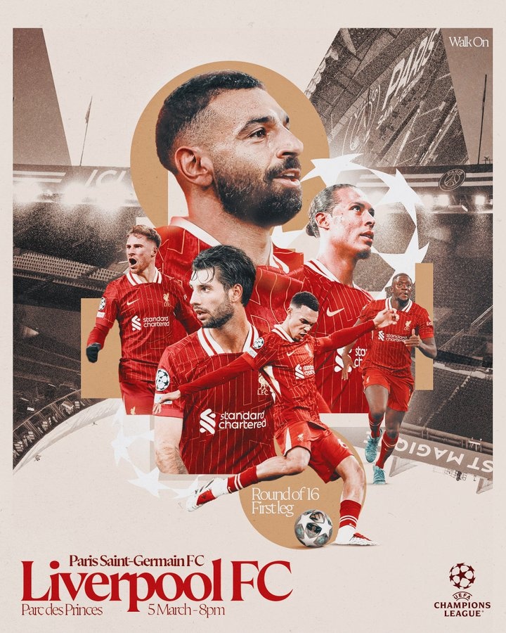 利物浦曬海報(bào)預(yù)熱歐冠客戰(zhàn)巴黎，薩拉赫C位