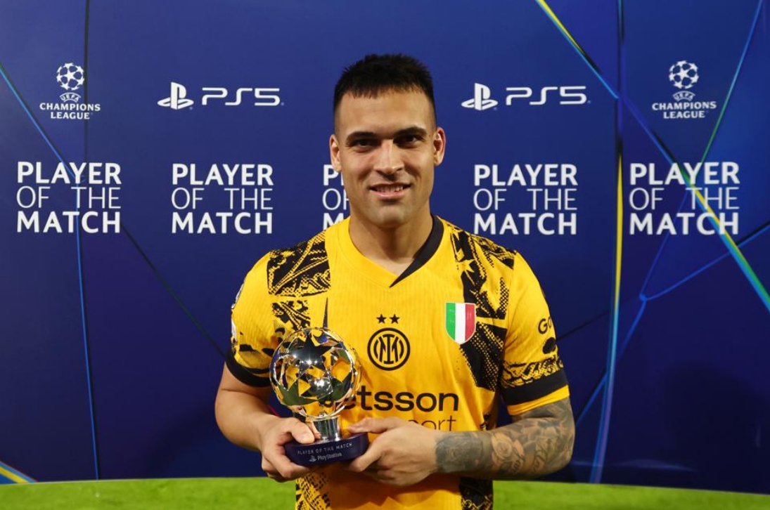 1進(jìn)球1關(guān)鍵傳球，勞塔羅當(dāng)選國米2-0費(fèi)耶諾德一役全場最佳