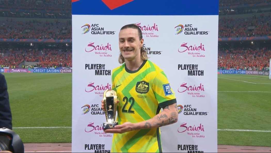 打入第一球！杰克遜-歐文當選國足0-2澳大利亞全場最佳